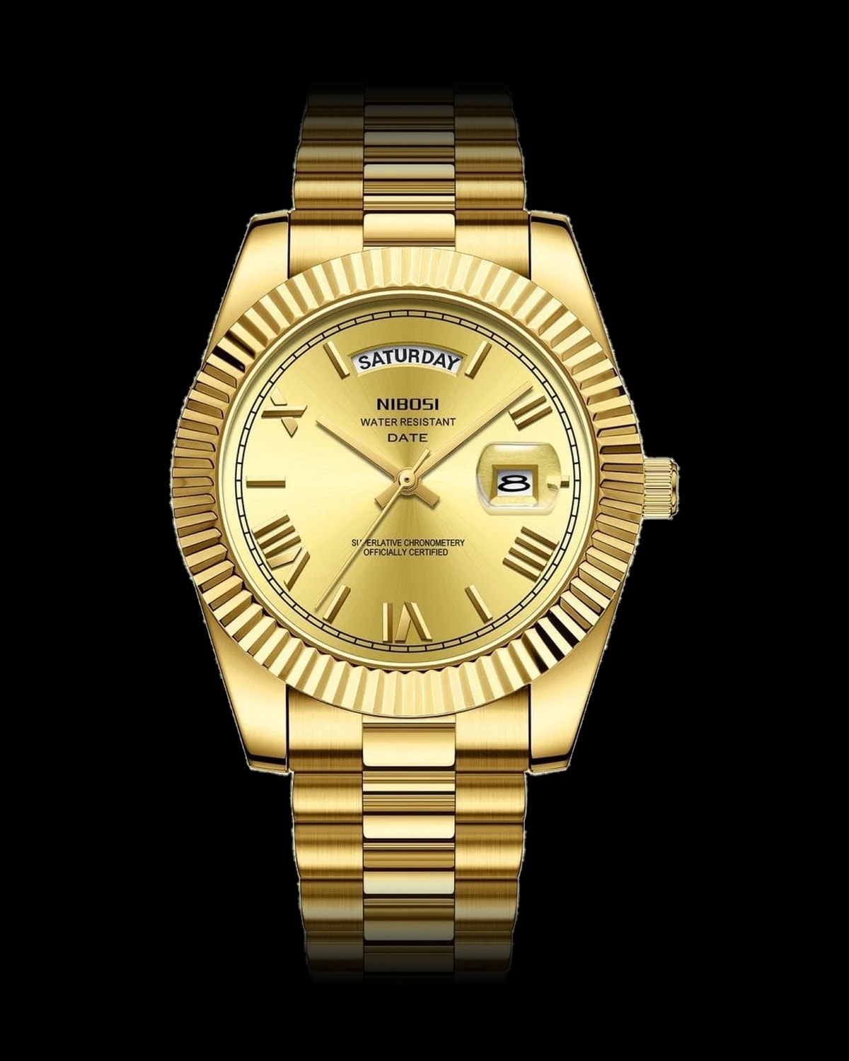Reloj NIBOSI 1985 Imperial Clásico, dorado · esfera champagne — referencia NB-IMC-GDCH