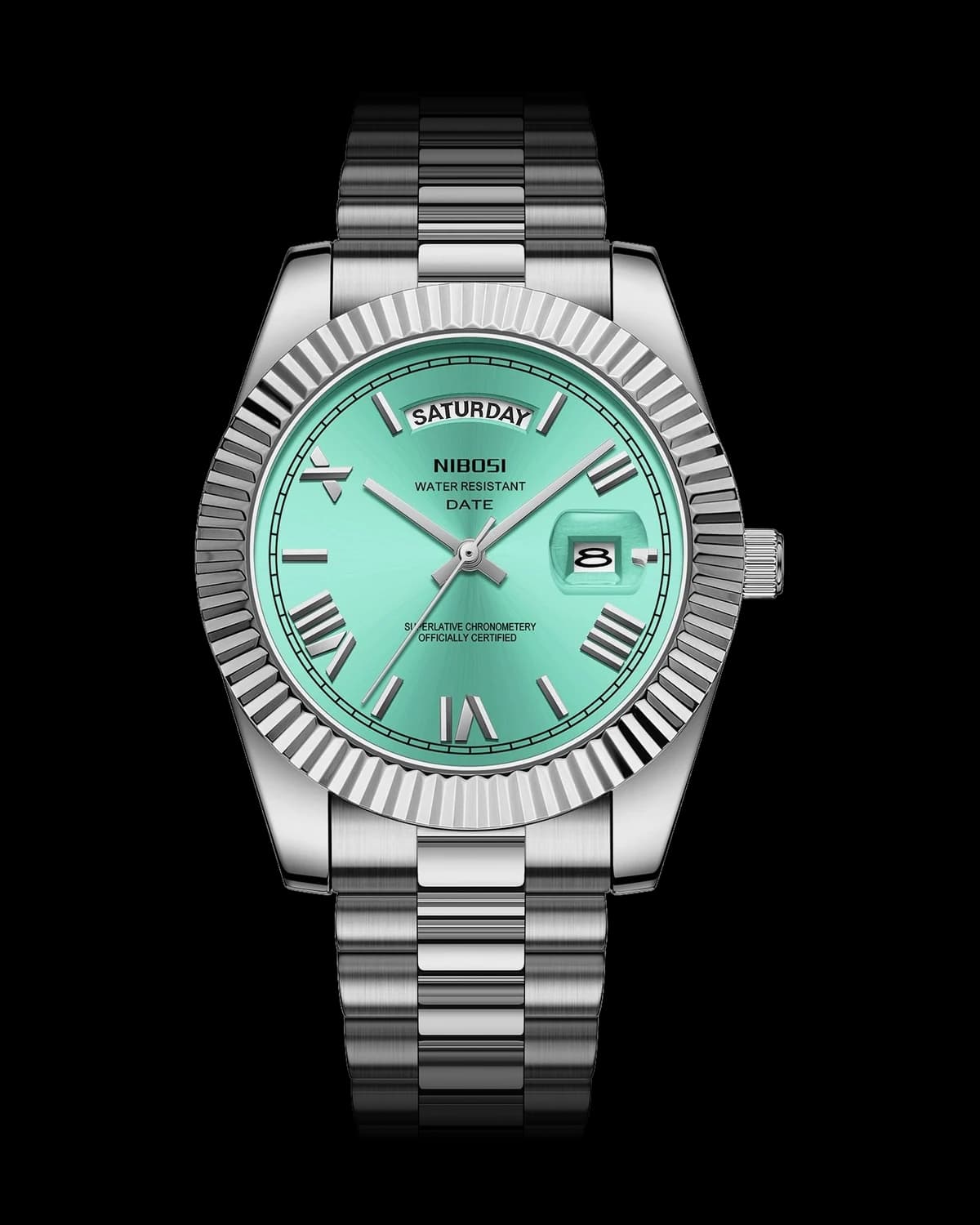 Reloj NIBOSI 1985 Imperial Clásico, acero · esfera menta — referencia NB-IMC-SVMT