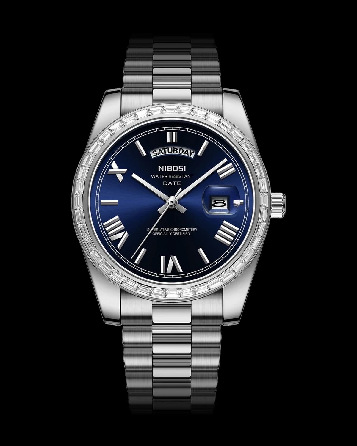 Reloj NIBOSI 1985 Imperial Diamante, acero · esfera azul — referencia NB-IMD-SVBL