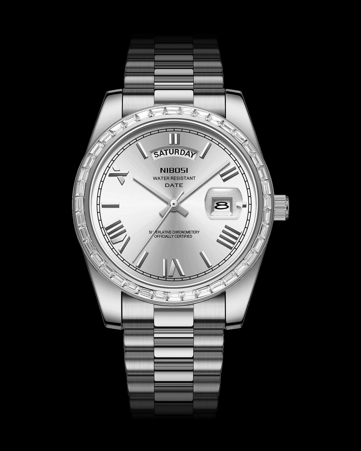 Reloj NIBOSI 1985 Imperial Diamante, acero · esfera plateada — referencia NB-IMD-SVSL