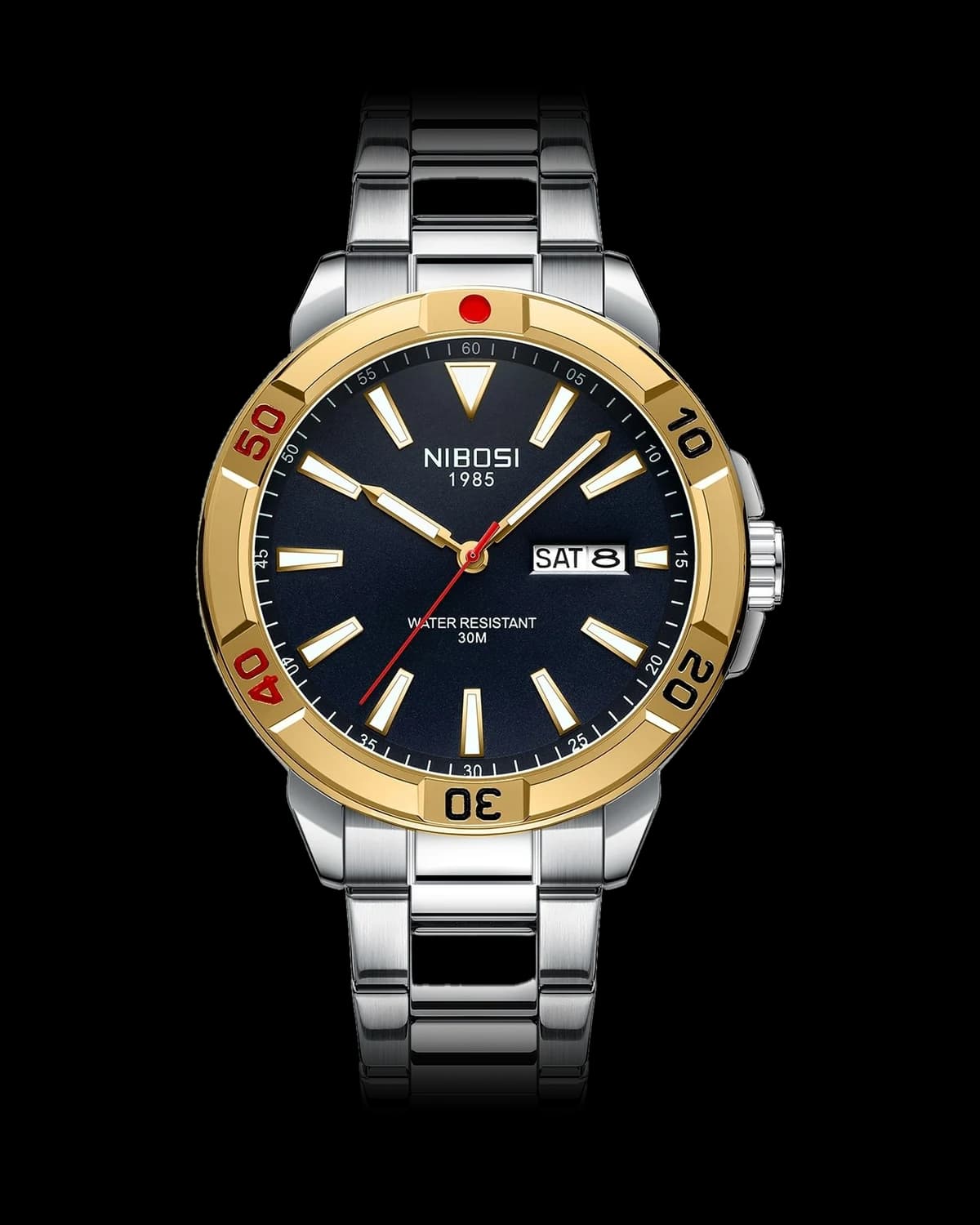 Reloj NIBOSI 1985 Regatta, bicolor · esfera azul marino — referencia NB-RGT-TTNV