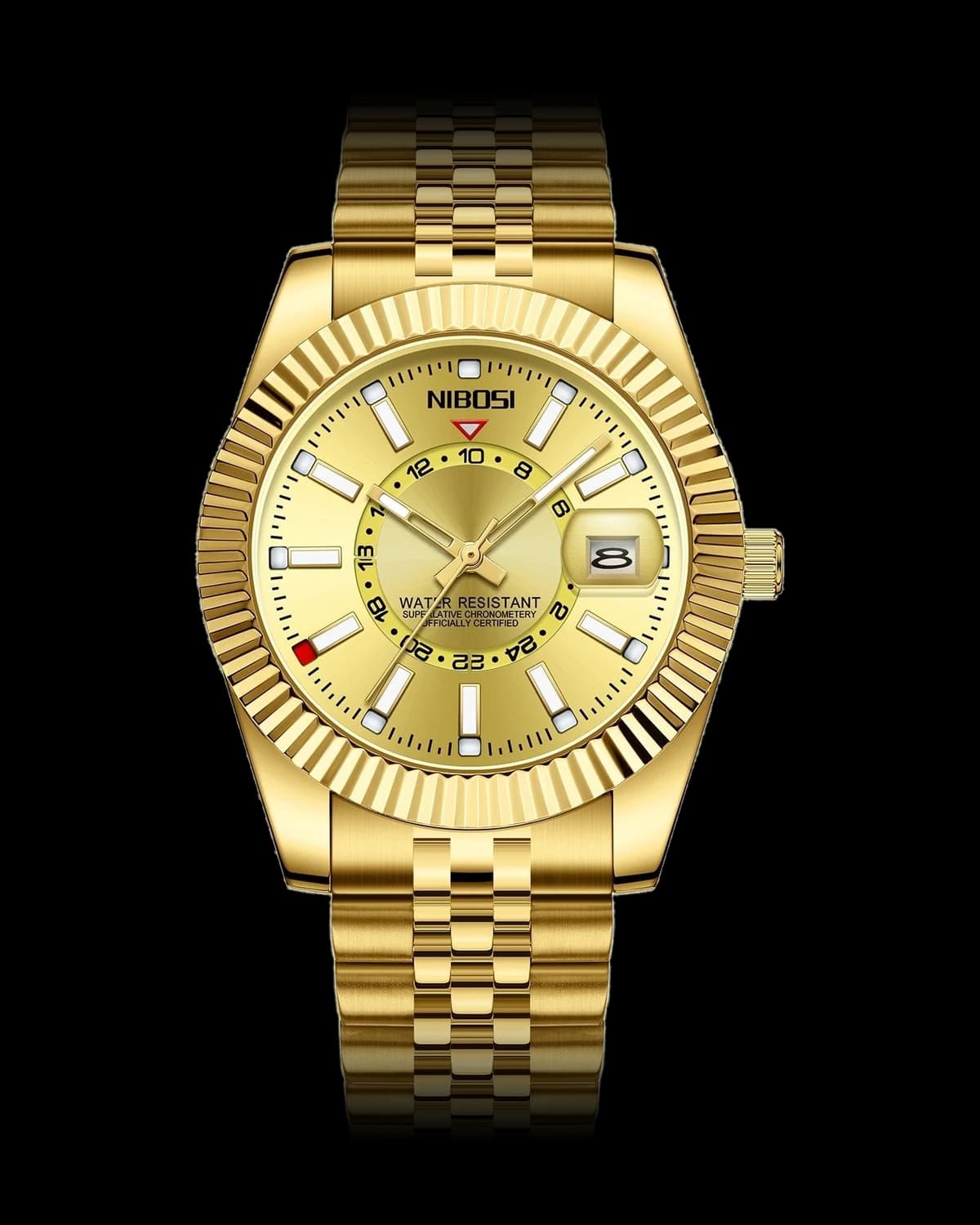 Reloj NIBOSI 1985 Sky Master, dorado · esfera champagne — referencia NB-SKY-GDCH